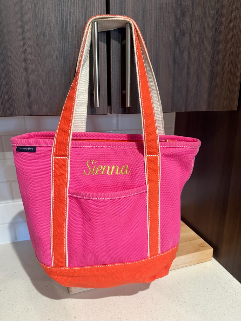 Lands End 2-Tone Large Zip-Top Canvas Tote